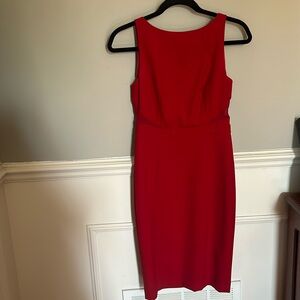 Red short dress. Gold zipper in the back with mesh right below breast area